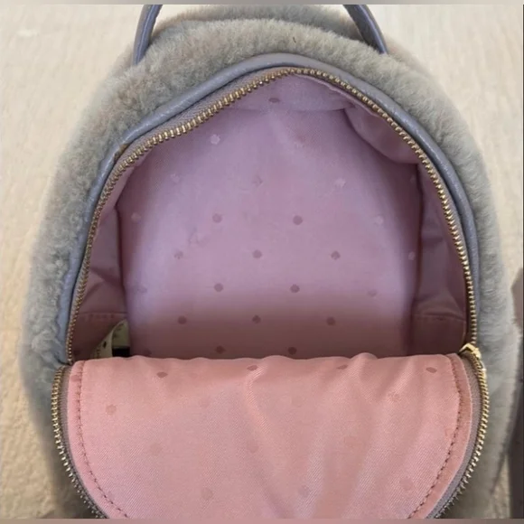 Kate Spade Finer Things Merry Mini Leather Shearling Backpack Crossbody Bag - Picture 5 of 11